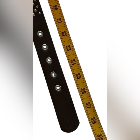 Brown women’s Belt with Silver studs & rhinestone studded Buckle. - Picture 9 of 11